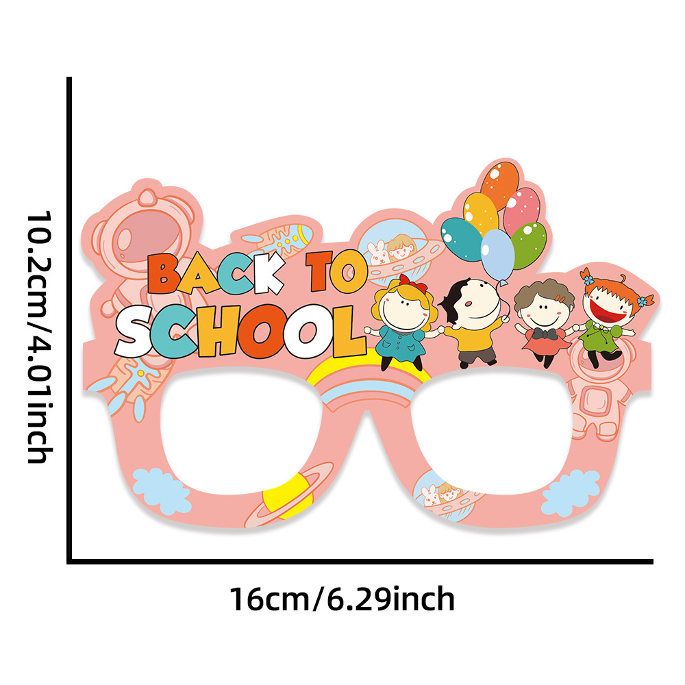 9 unids/set transfronterizo nueva temporada escolar decoración gafas de fiesta kindergarten escuela niños dibujos animados gafas de papel marco