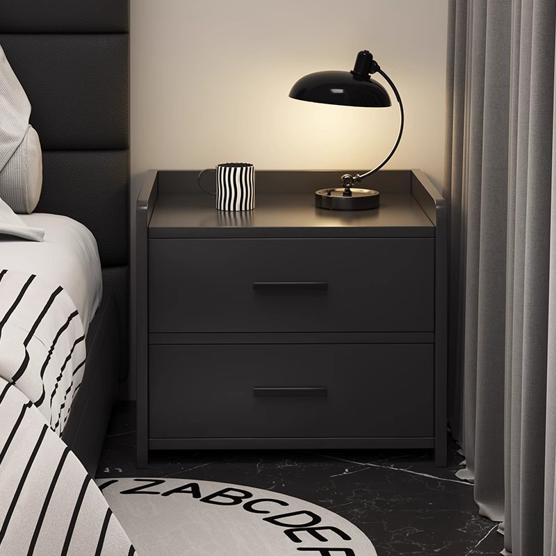 Bedside Table with Light Luxury Black Wabi-Sabi Style Bedside Table Simple Modern Bedroom Simple Small Storage Cabinet