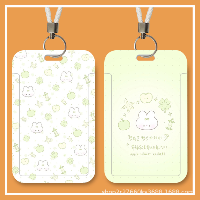 Green Apple Rabbit Cute Student Slide Card Cover Meal Card Bus Id Card Protective Cover Access Card Campus Card Green Apple Rabbit Cute Student Slide Card Cover Meal Card Bus Id Card Protective Cover Access Card Campus Card