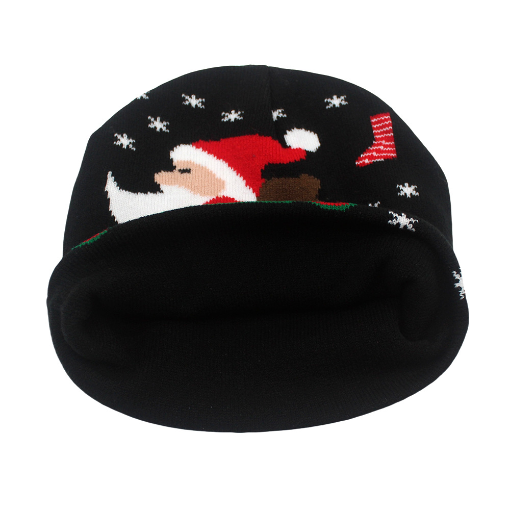 Nuovo Natale per la decorazione autunnale e invernale, caldo cappello lavorato a maglia, cappello di lana con renna di Babbo Natale_voghion.com