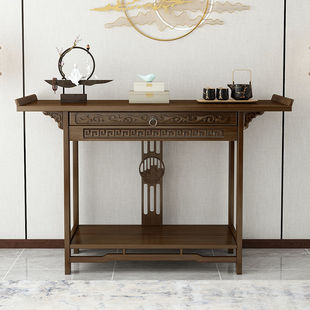 God of Wealth Offering Table, Household Solid Wood Offering Table, Buddhist Table, Chinese Style God Niche, Ancient Charm, Entrance Table, Solid Wood Table for Home Use