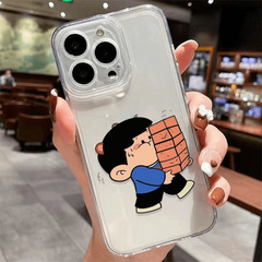 レンガを運ぶ少年はリンゴ15promax携帯ケースiPhone16の高颜値14高級13軽贅沢12に適している