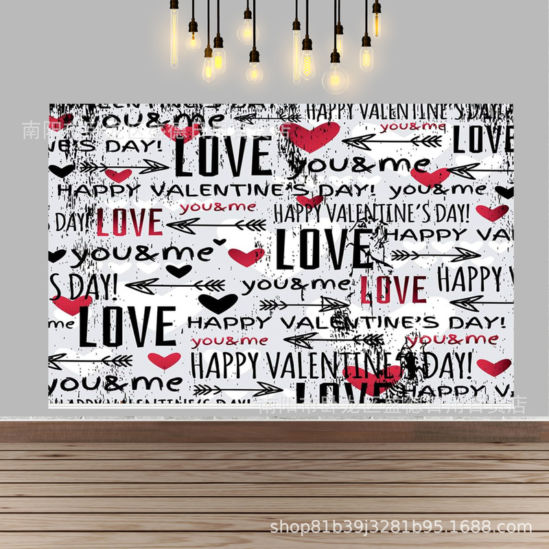 Casual Red Heart Love Text Photography Background Cloth Valentine's Day Bridal Shower Party Decoration Banner