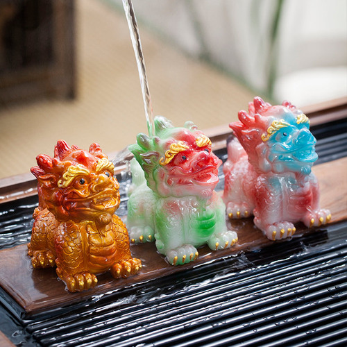 New Dragon Baby Color-Changing Tea Pet Dragon Figurine, Color-Changing Tea Table Mini Decor, Tea Set Accessory