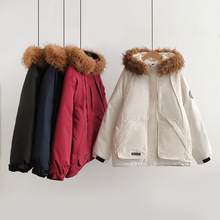 日系复古轻软棉服女 2025年冬装 学院风加厚中长款连帽棉衣批发