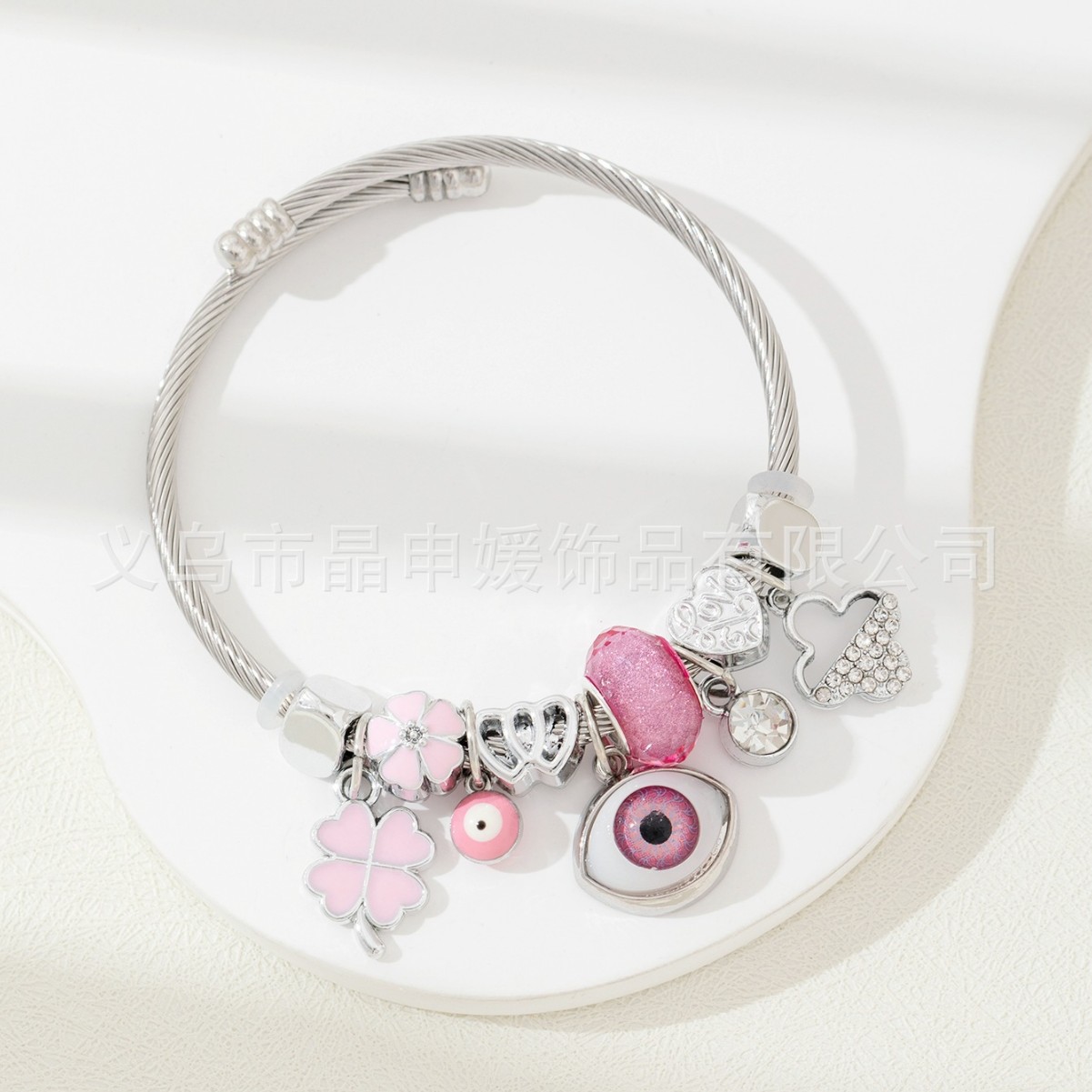 Brazalete Pan Jia, brazalete de explosión transfronteriza, diamante de diamante, ojo del demonio, mano de Dios, joyas de moda de amor de cuatro hojas image 3