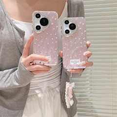 紫色底滿屏碎花英文標籤適用華為Mate60Pro手機殼P70/50/40保護套