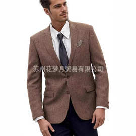 新款亚马逊男士西装人字纹男士外套西装休闲晚宴 舞会婚礼服跨境