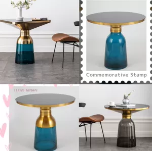 Nordic Light Luxury Coffee Stable Turgnated Table Ofference Сотрудник по продажам столкновений вел повседневные стеклянные столовые стол