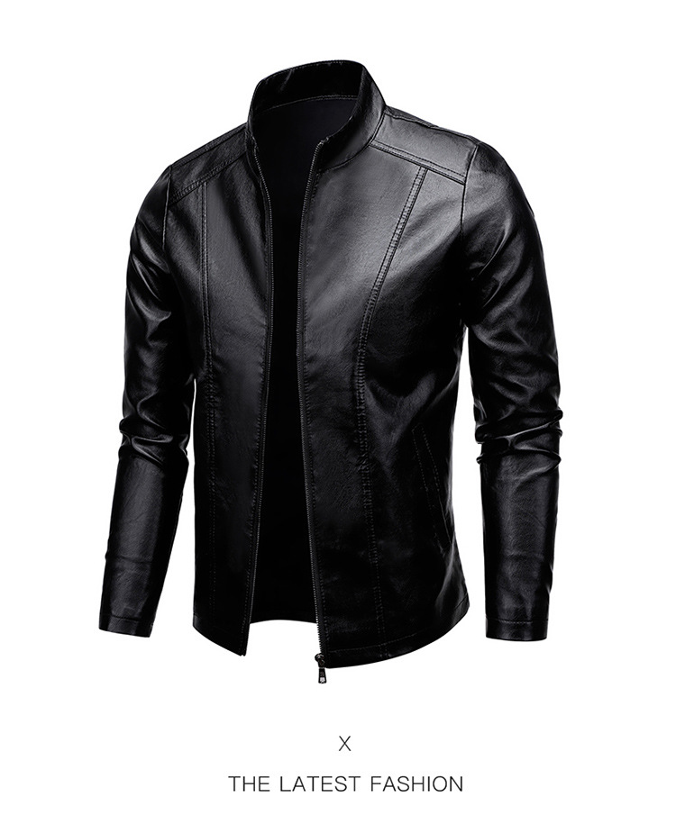 Neue lässige, lockere, dünne Motorrad-Lederjacke für Herren_voghion.com