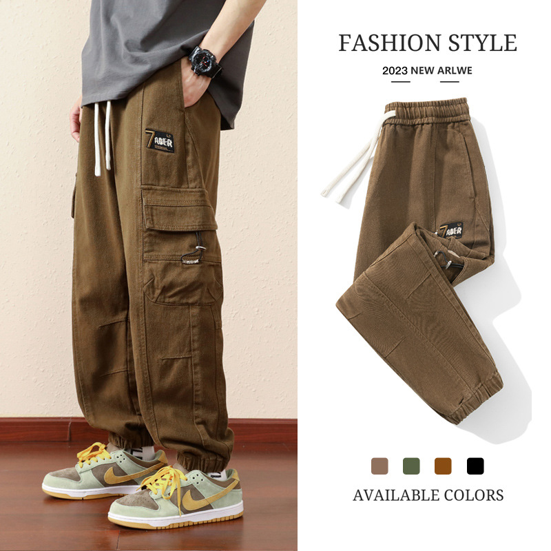 Pantalones de herramientas para niños primavera y otoño 2024 nueva tendencia suelta pantalones casuales pantalones de todo fósforo guapos para hombres