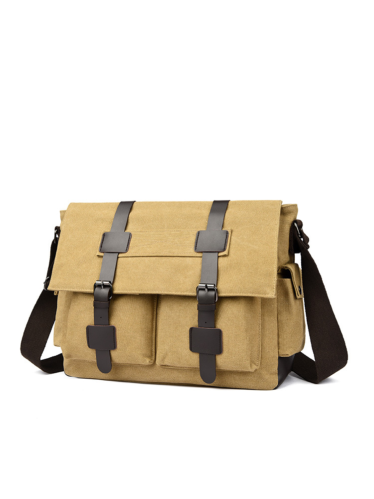 Khaki, with hanging pocket design