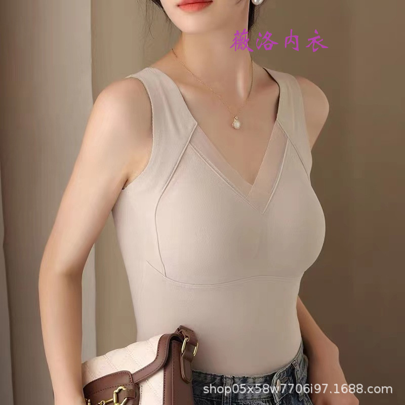 가을 및 겨울 열 속옷 여성 브래지어 가슴 패드 착용-무료 브래지어 가을 및 겨울 내부 베어링 아름다운 등 슬림-적합 없음 열 조끼