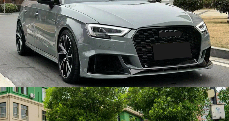 Suitable for Audi A32017-2019 RS3 front bumper assembly center net front shovel chin horn side post center net
