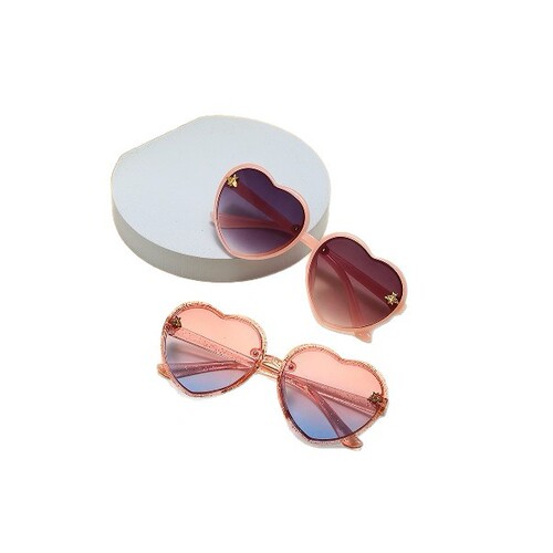 Flashy Children's Cartoon New Bee Sunglasses Cute Girls Glasses with Heart Sunshades Trendy and Cool