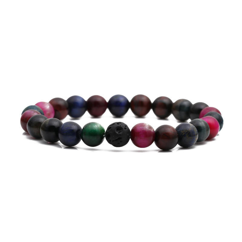 Fashion mixed color volcanic stone bracelet