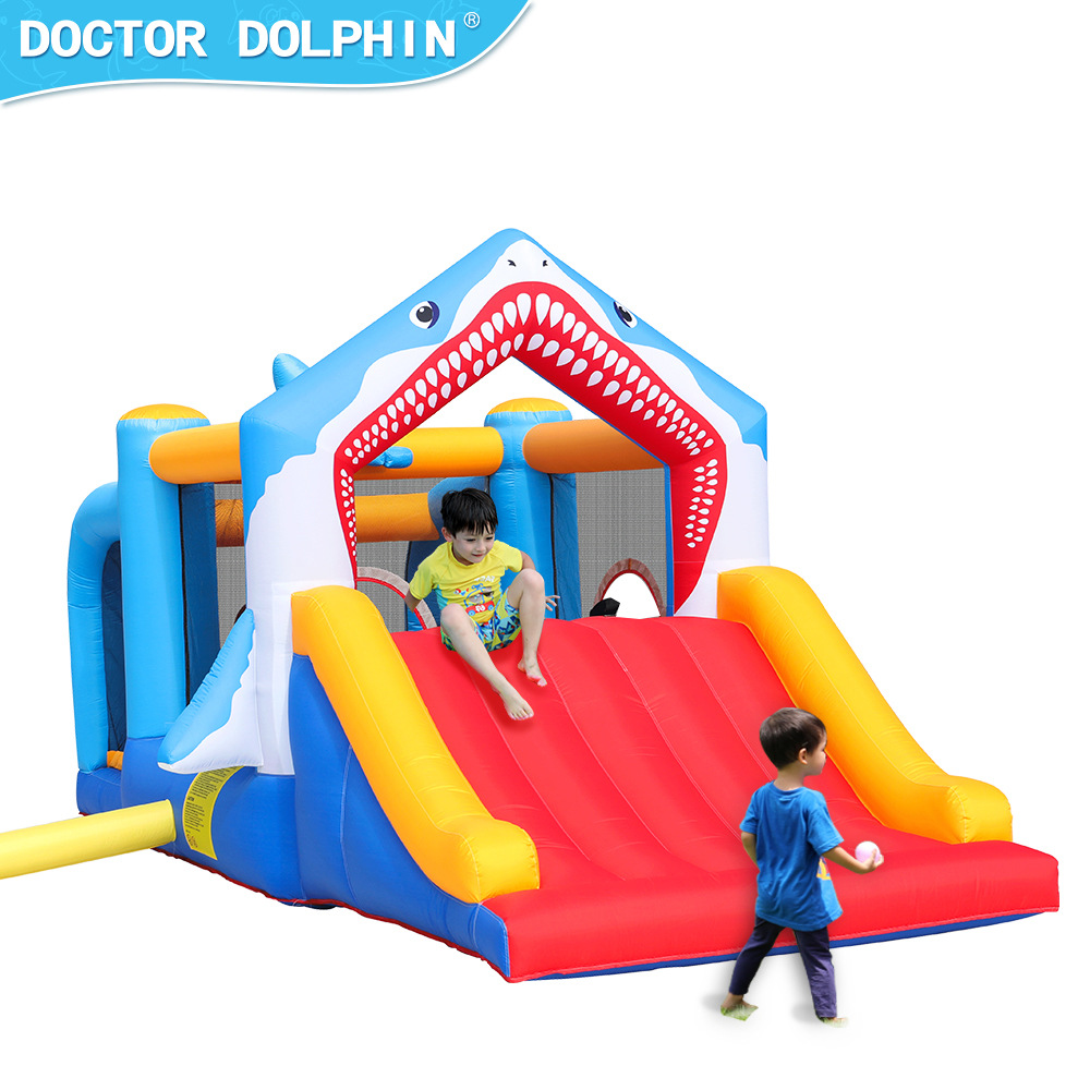 Castillo inflable para niños Doctor Dolphin, tobogán inflable de tiburón, castillo inflable pequeño para el hogar, trampolín inflable para interiores