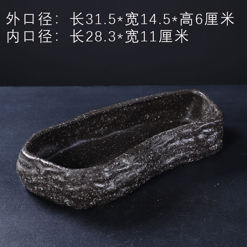 大号长条花盆陶瓷鱼缸古法养鱼缸铜钱草花长方形盆仿石头厂家一件|undefined