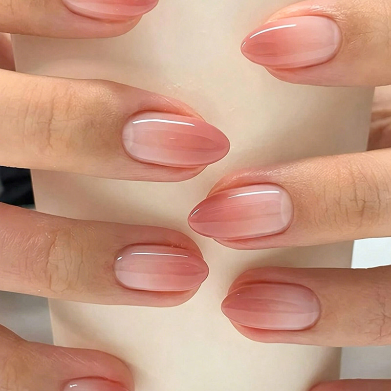 New Cross-Border Wearable Nails with Gradient Color, Sweet and Cute Short Almond-Shaped Fake Nails, Pure Desire French Style Wearable Nails New Cross-Border Wearable Nails with Gradient Color, Sweet and Cute Short Almond-Shaped Fake Nails, Pure Desire French Style Wearable Nails