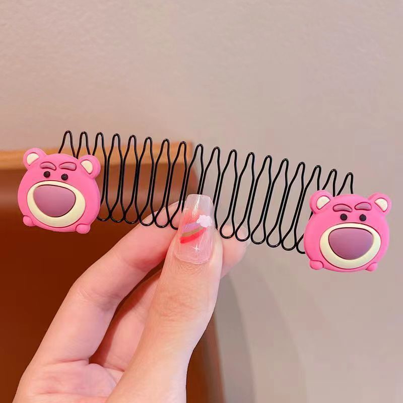 赤ちゃんの切れ毛加工品、子供用特別人気コーム、イチゴクマのヘアピン、女の子用固定加工品、プルヘアコーム|undefined