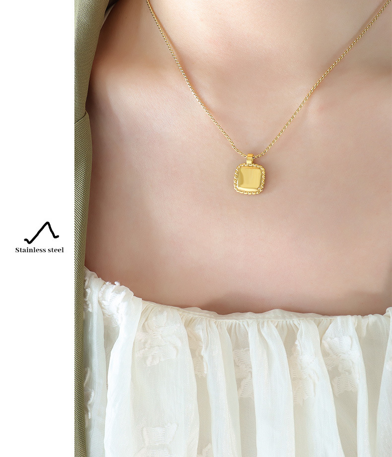 1 Piece Simple Style Geometric Titanium Steel Plating Pendant Necklace_colorza_2
