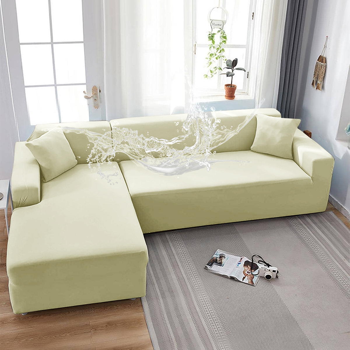 SHEIN en stock sofá cubierta de seda de leche resistente al agua sofá cubierta de sofá de color sólido universal cubierta de sofá