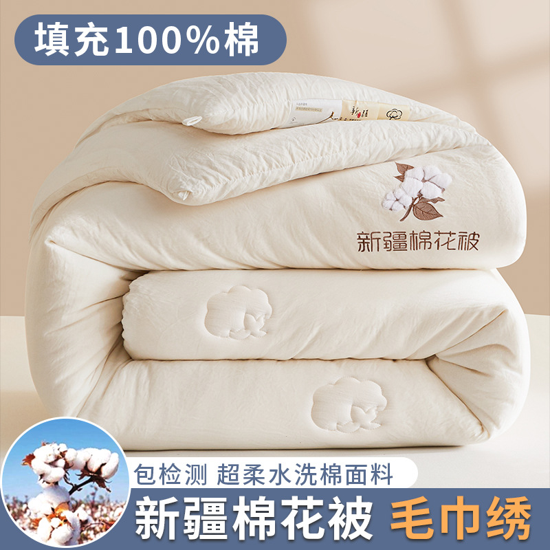Class A 100% Cotton Xinjiang Cotton Quilt Towel Embroidered Padded Embroidered Spring and Autumn Quilt Thickened Warm Washed Cotton Quilt Core