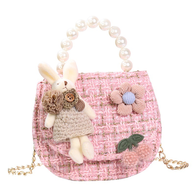 New Children's Bag Autumn Korean Style Girl's Cute Crossbody Bag Girl's Trendy Rabbit Pearl Handbag