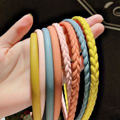 Korean Style Minimalist Women's Candy Color Braided Headband with Frosted Anti-Slip Fine Edge Hair Pin, Fashion Head Accessory