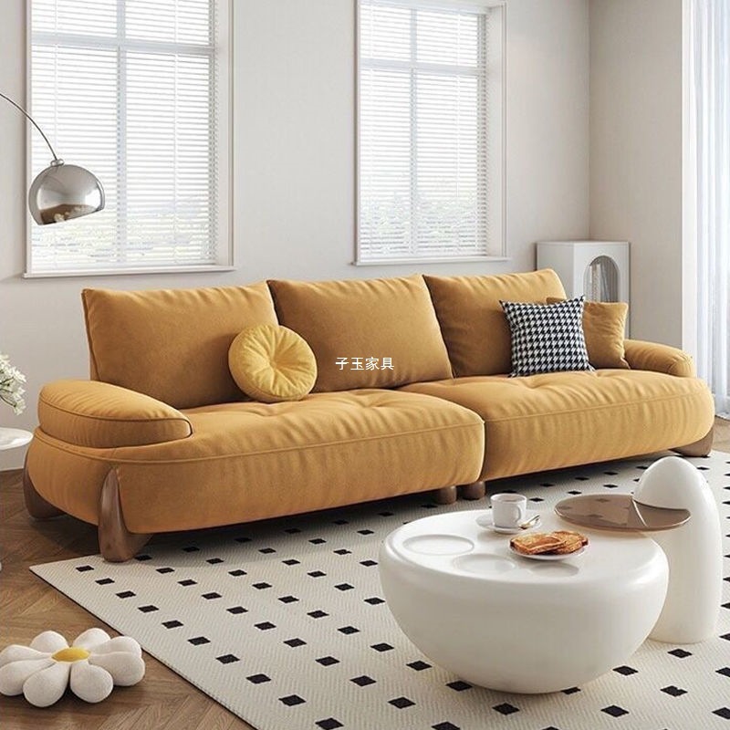 Senhua Pai Fabric Sofa Cloud Cream Style Living Room Simple Small Apartment French Marshmallow Sofa Curved Three-Person