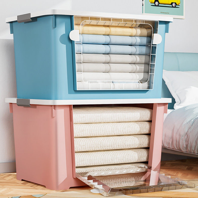 Transparent Storage Box with Front Opening, Large Capacity, Extra-Large Size, Thickened, for Household Clothes, Toys, and Quilts, Flip-Top Storage Box Transparent Storage Box with Front Opening, Large Capacity, Extra-Large Size, Thickened, for Household Clothes, Toys, and Quilts, Flip-Top Storage Box