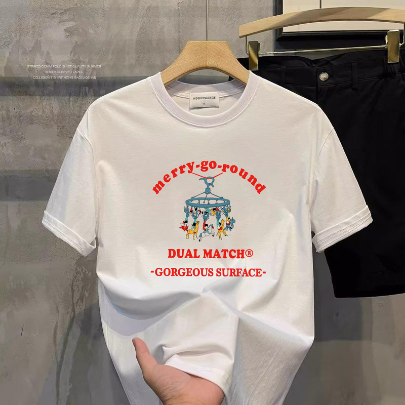 Heavy Cotton Short-sleeved Top Women's Summer Distinctive Trendy Printed T-shirt Women's Loose All-match Slim-fit T-shirt Heavy Cotton Short-sleeved Top Women's Summer Distinctive Trendy Printed T-shirt Women's Loose All-match Slim-fit T-shirt