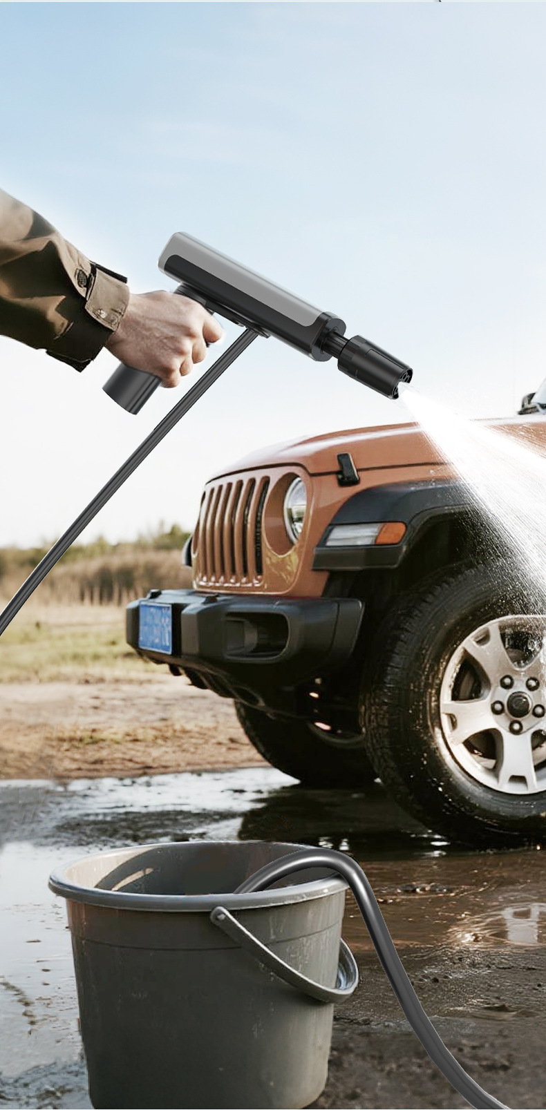 Cross-Border Wireless High-Pressure Car Wash Water Gun, Household Folding High-Power Car Wash Machine, Fully Automatic Lithium Battery Car Wash Gun Wholesale
