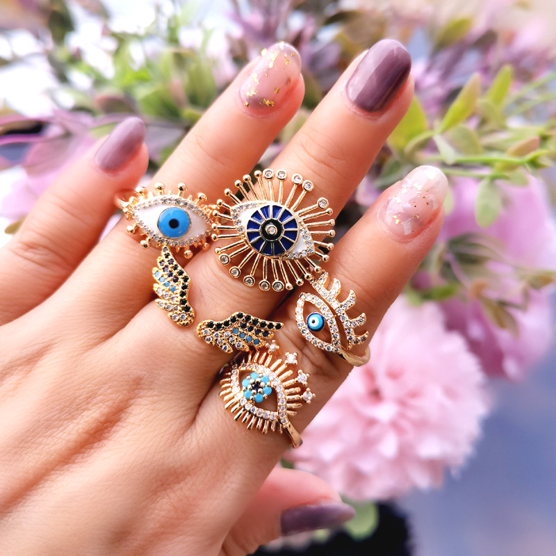 Fashion Devilu0027S Eye Alloy Plating Inlay Rhinestones Womenu0027S Open Ring 1 Piece