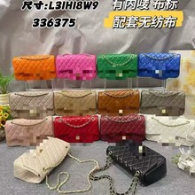 外贸跨境女包2025经典小香风CF羊皮纹菱格绣线链条单肩包厂家批发