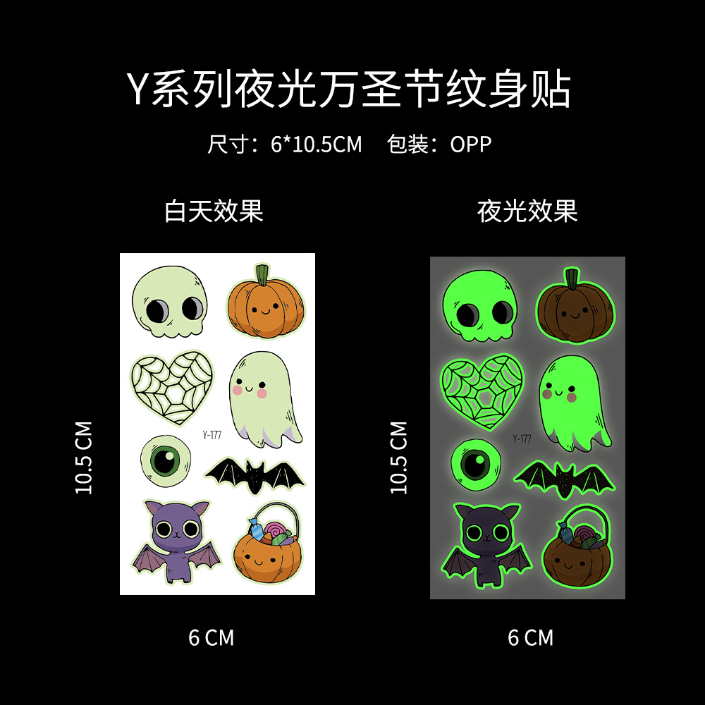 Tatuajes Temporales Luminosos de Halloween Luminoso, para Fiestas de Halloween