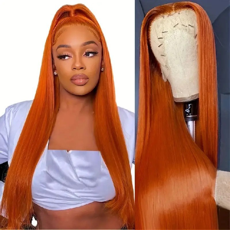 European American Style Long Straight Hair Wig Full Head with Lace Detailing Center Parted Synthetic Clip-in Fashion Highlighted_voghion.com