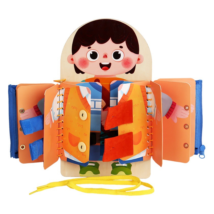 Tablero de madera de múltiples capas para niños montessori juguetes educativos de educación temprana práctica de jardín de infantes vestirse aprendizaje práctico capacidad