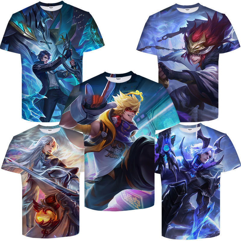 Cross-Border New Men's Short-Sleeved T-Shirt Spring and Summer Middle School Students 3D Digital Printing T-Shirt Tops T-Shirt Men's