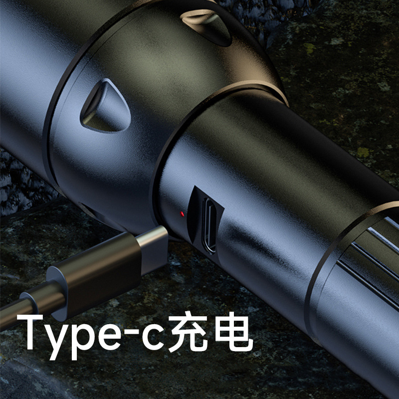 Linterna de luz fuerte ultra alta, láser de largo alcance recargable para exteriores, linterna pequeña multifuncional, linterna con zoom