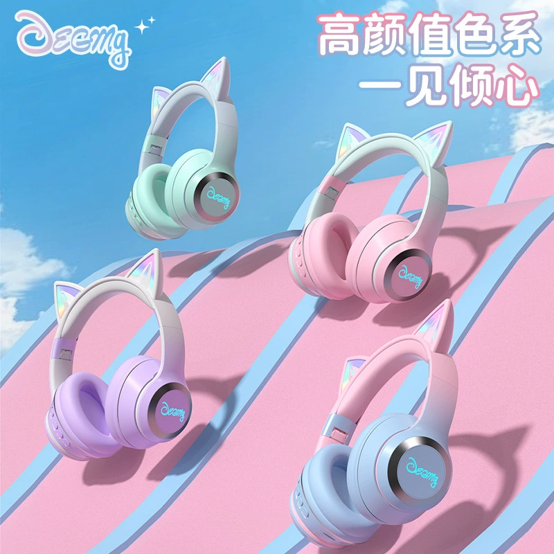High quality cute headphones, bluetooth, gradient
