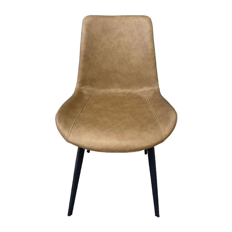 Silla de cuero ligera de lujo restaurante nórdico silla de té de leche silla de respaldo de hierro forjado pie silla de tocador taburetes silla de comedor casera