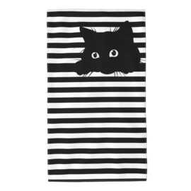 跨境黑白条纹黑猫成人沙滩巾柔软海边游泳浴巾健身运动毛巾批发