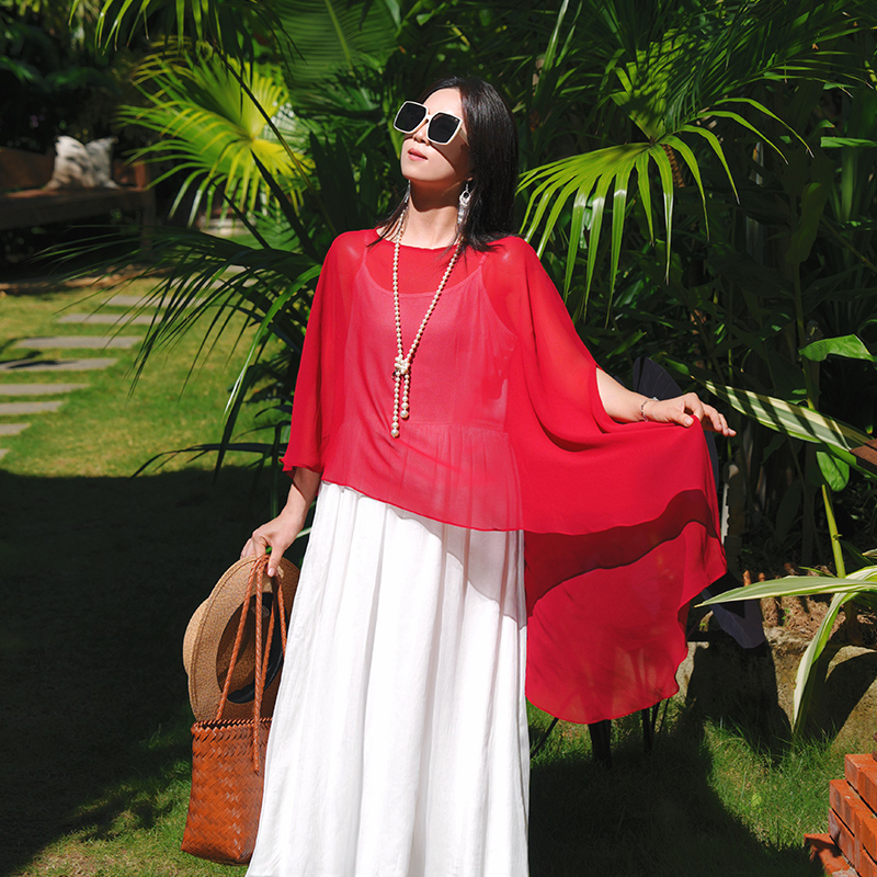 Solid color shiffon fashionable universal cloak