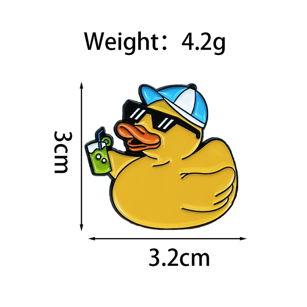Broche con forma de pato amarillo frito fresco transfronterizo, bolso de pareja de dibujos animados lindo, accesorios fijos, pines de placa de aleación image 61