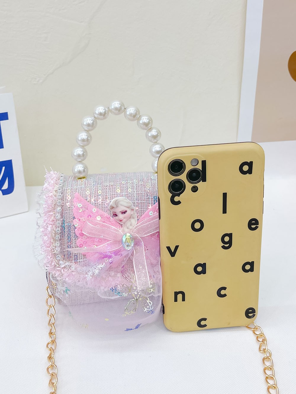 Girls' Bags, Pearl Handbags, Small Chanel-Style Handbags, Shoulder Bags, Accessories, Princess Bags, Portable for Kindergarten Wear