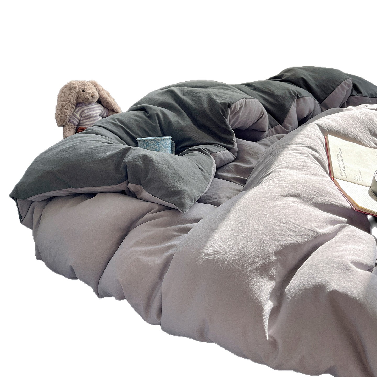 A clase madre y bebé ropa de cama de color sólido cuatro piezas de algodón puro sábanas de cama cubierta cubierta dormitorio de tres piezas