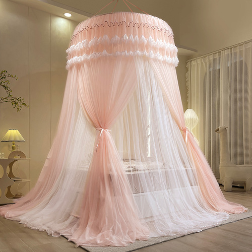 UG73 new princess style dome mosquito net for home installation-free double-layer three-door ceiling-mounted hanging floor-standing shading
