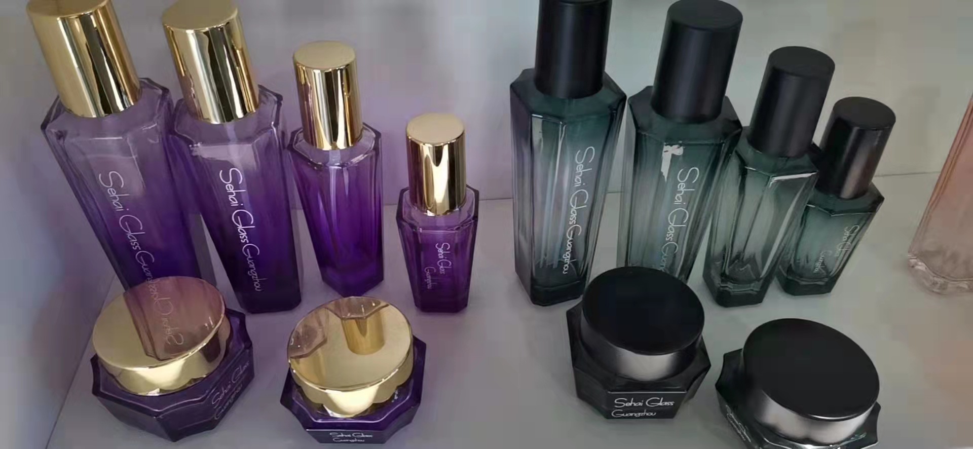 Nuevo aerosol botella de vidrio artesanal diamante loción de agua esencia botella de prensa en stock suministro 120ml30g botella de crema