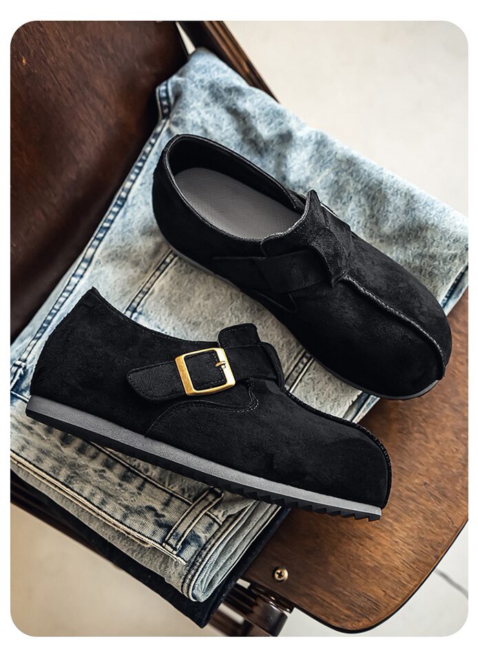 Giày lười nam mũi tròn phong cách retro, dễ xỏ, chống trượt, gót vừa 3-5 cm — 2873 màu kaki, 2873 màu vàng, 2873 màu đen chi tiết 25